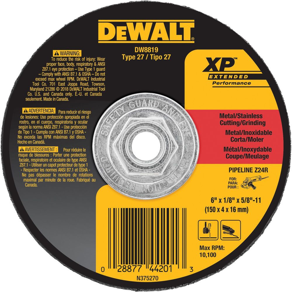 DeWalt DW8819 6IN X 1/8IN X 5/8IN-11 ZIRCONIA ABRA