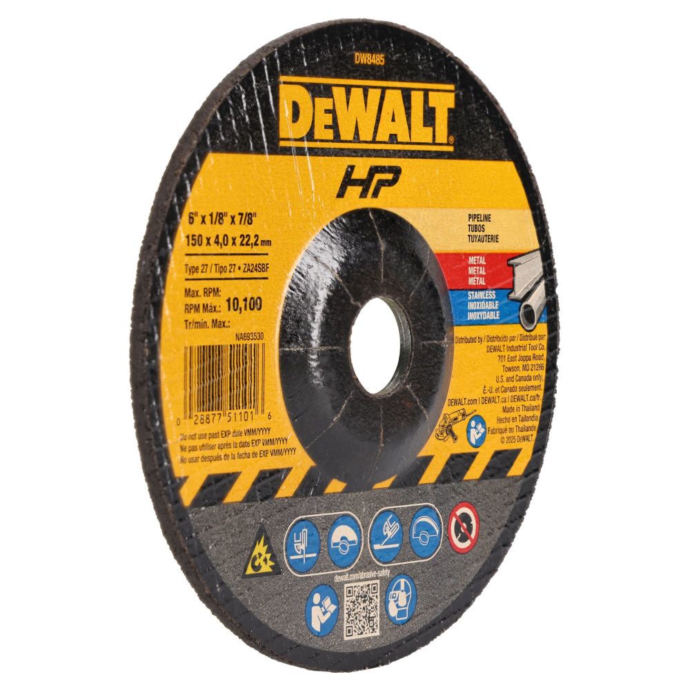 DeWalt DW8485 6X1/8X7/8 PIPELINE CUT/GRIND WHEEL