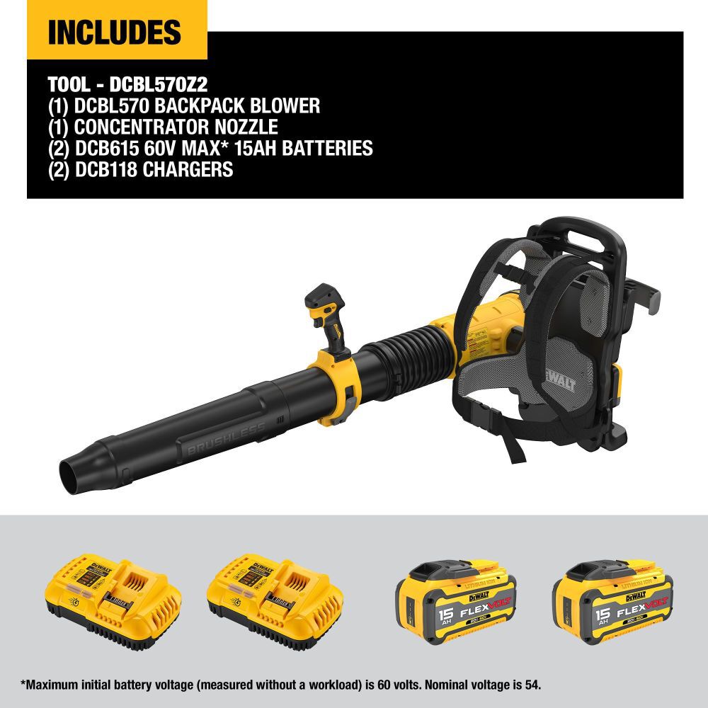DeWalt DCBL570Z2 DEWALT FLEXVOLT BACKPACK BLOWER 15AH KIT