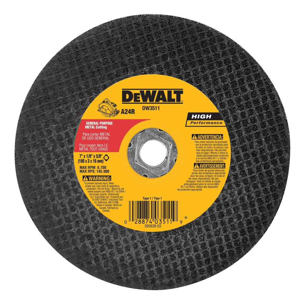 DeWalt DW3511 7 x 1/8 METAL ABRASIVE BLADE