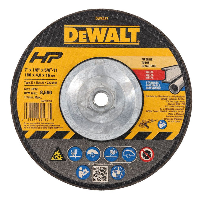 DeWalt DW8437 7X1/8X5/8IN-11 PIPELINER CUT/GRIND WH