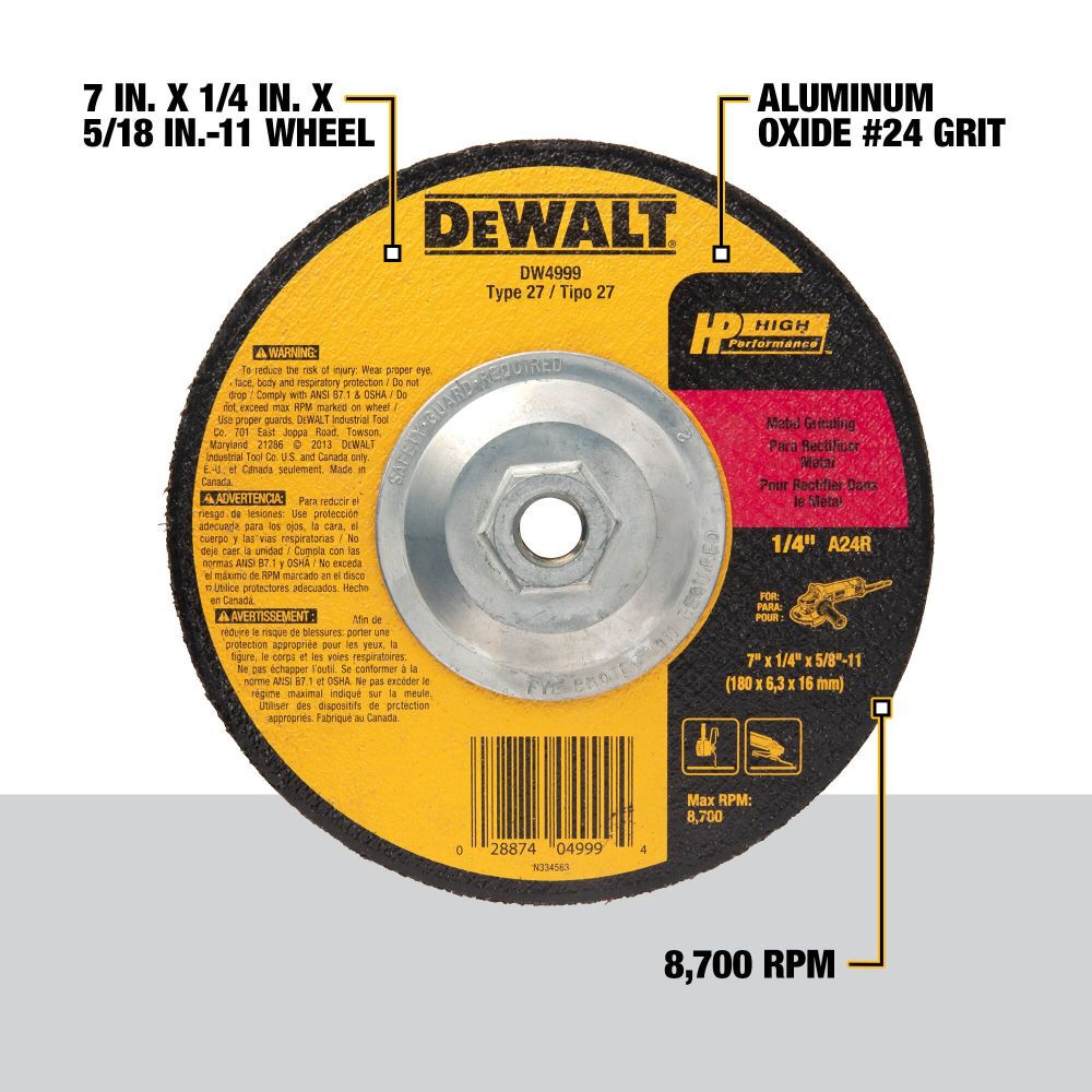 DeWalt DW4999 7X1/4X5/8-11 METAL GP