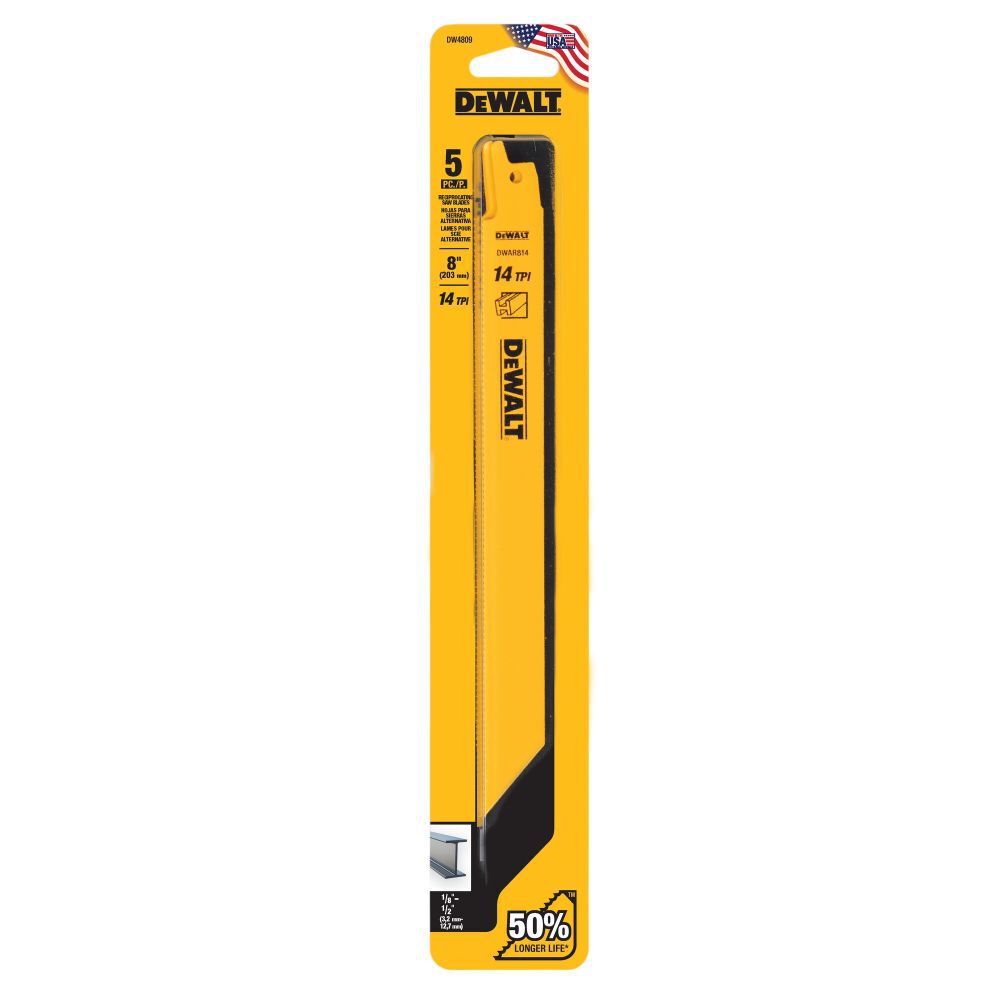 DeWalt DW4809 8IN 14TPI STGT BK BLD-5PK