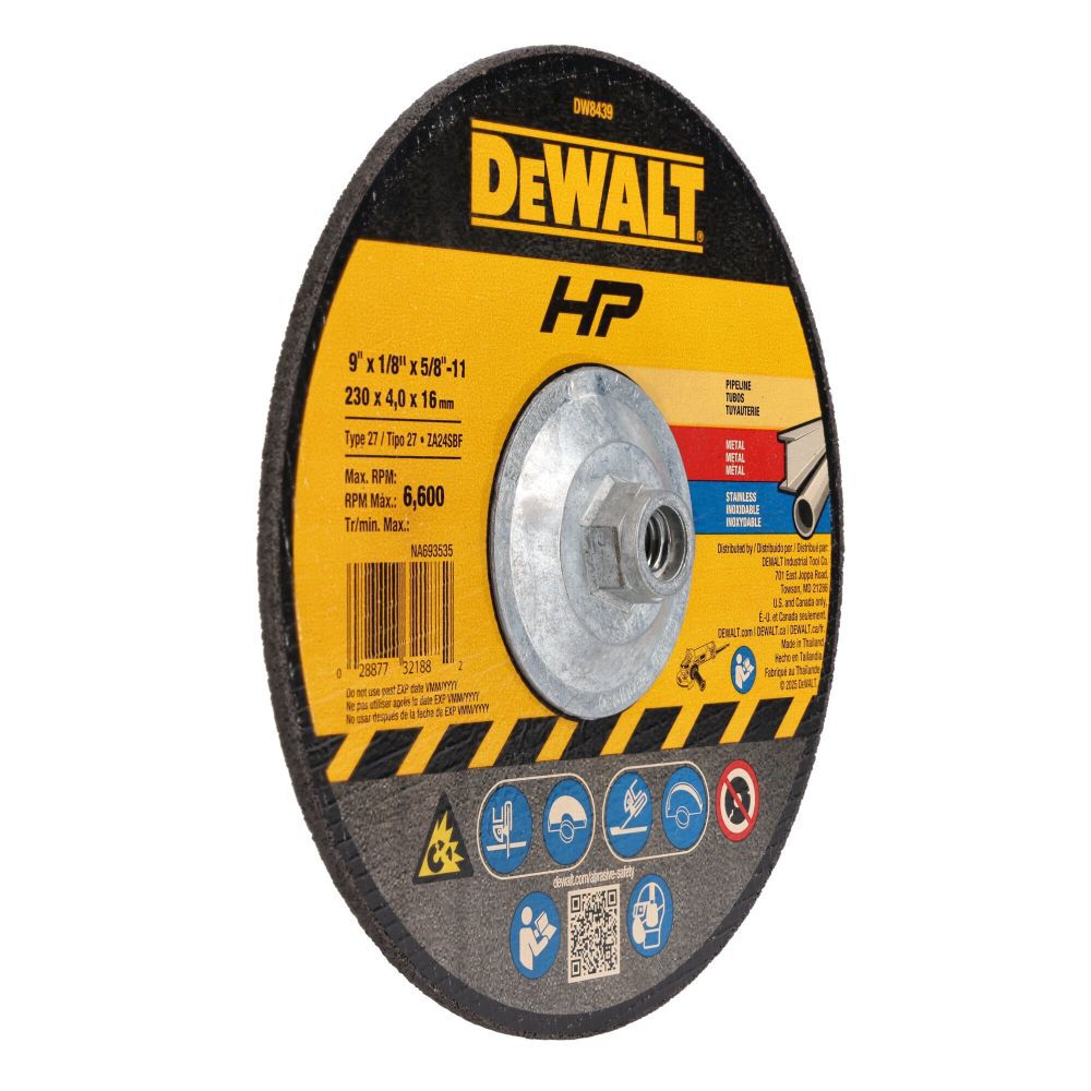 DeWalt DW8439 9X1/8X5/8-11 IN PIPELINER CUT/GRIND WH