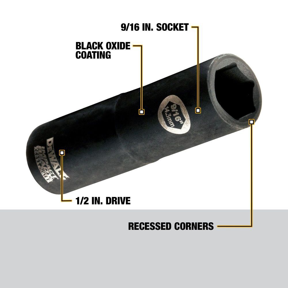 DeWalt DW22872 9/16 DEEP IMPACT READY SOCKET 1/2 DRIV