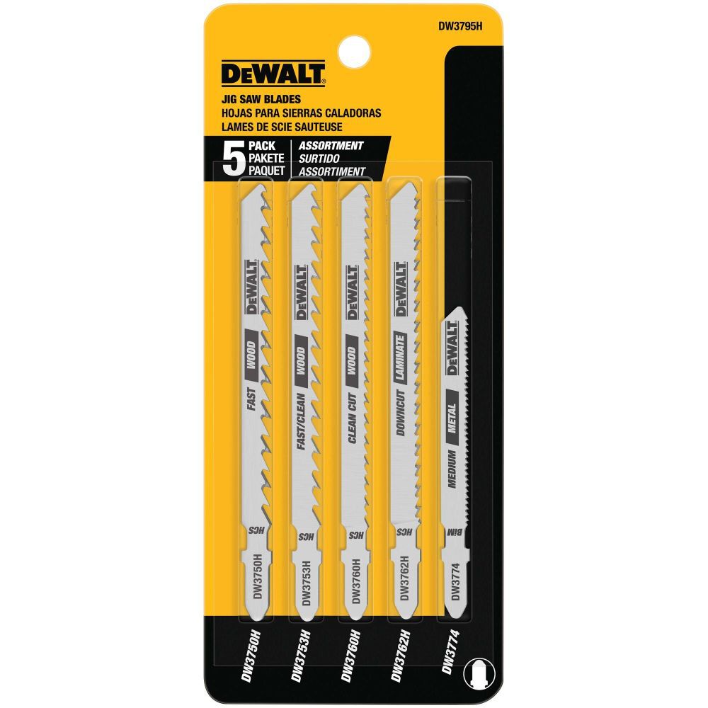 DeWalt DW3795H 5 PC T SHANK JIGSAW BLADE ASSORTMENT