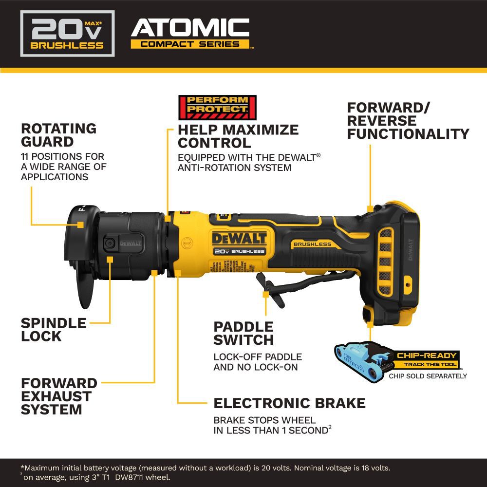 DeWalt DCG430B ATOMIC?20V MAX* 3 in. Cut-Off Tool (Tool Only)