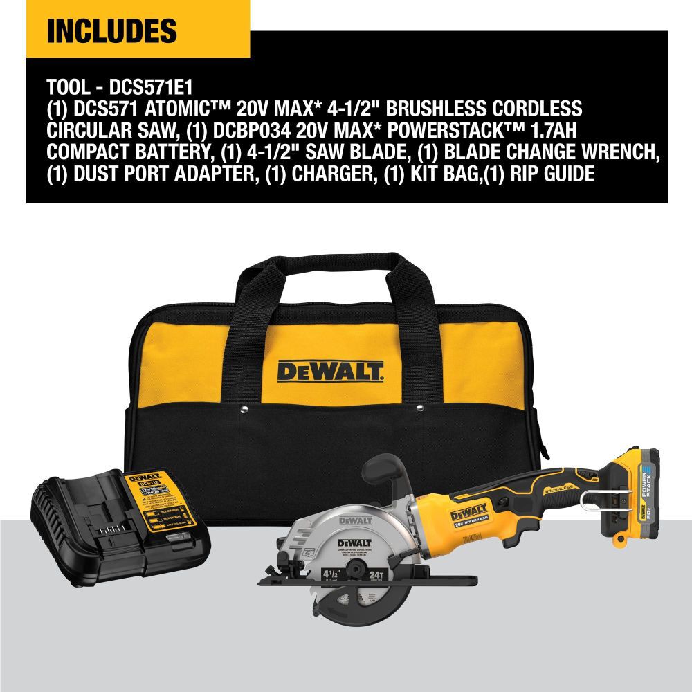 DeWalt DCS571E1 20V MAX 4 1/2 INCH CIRC SAW KIT