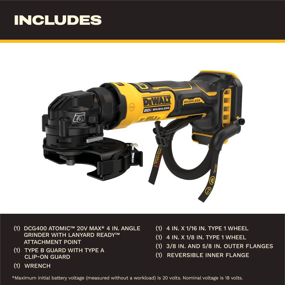DeWalt DCG400BLR ATOMIC 20V MAX 4 Angle Grinder - LR