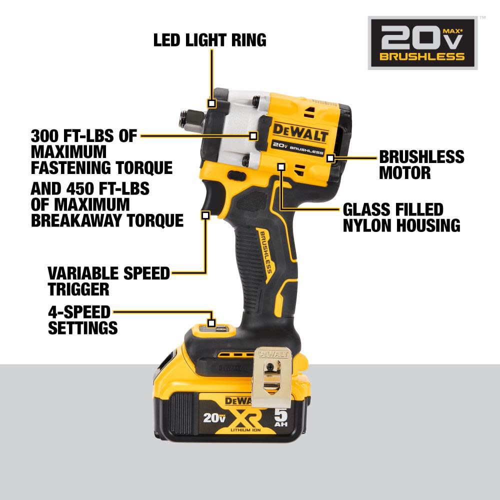 DeWalt DCF921P2 20V MAX 1/2IN COMPACT IMPACT SR HR