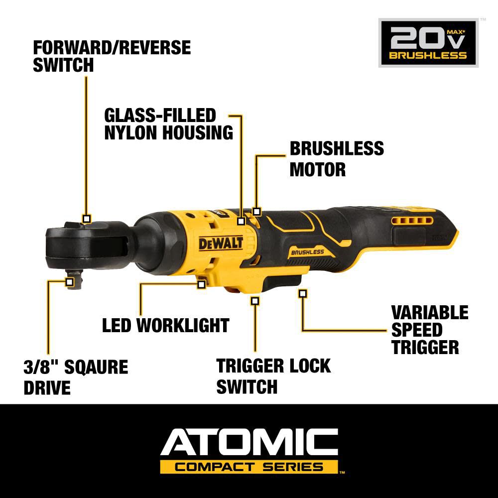 DeWalt DCF513B 20V MAX 3/0V MAX 3/8 RATCHET BARE