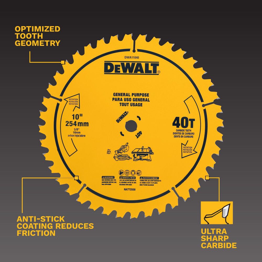 DeWalt DWA11040 DEWALT 10 IN 40T SAW BLADE