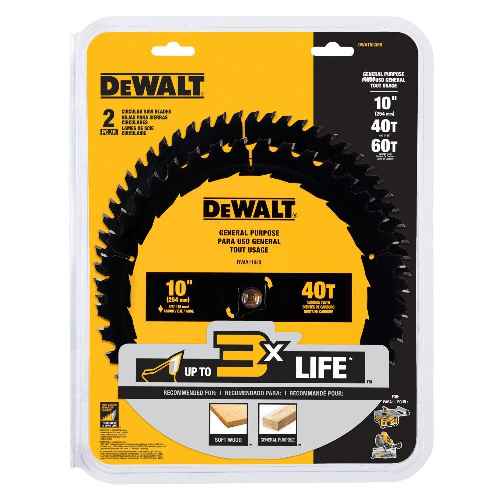 DeWalt DWA110CMB DW 10IN 60T AND 40T SAW BLADE