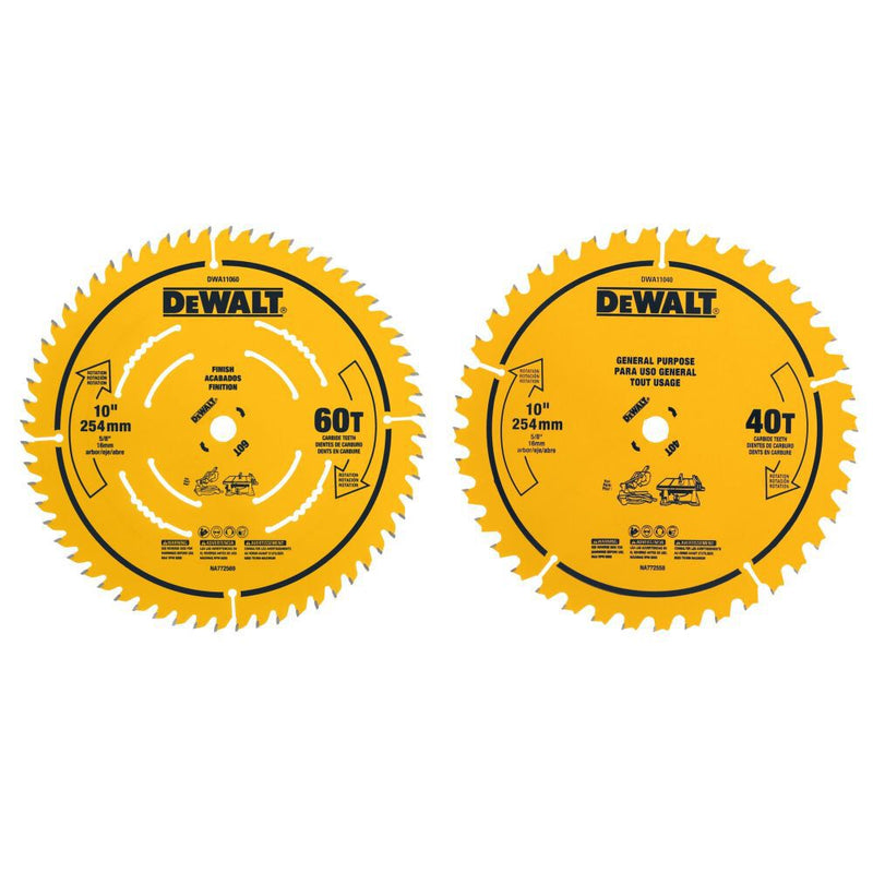 DeWalt DWA110CMB DW 10IN 60T AND 40T SAW BLADE