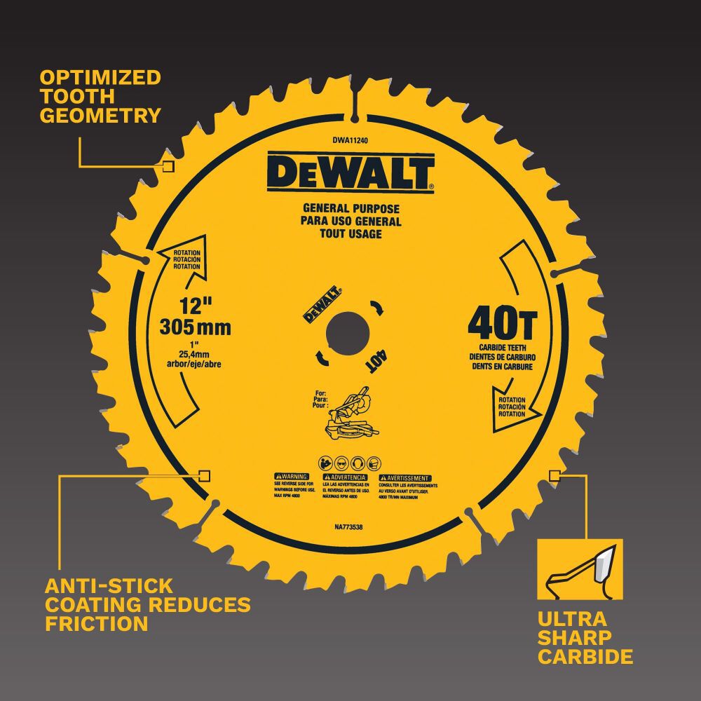 DeWalt DWA11240 DEWALT 12 IN 40T SAW BLADE