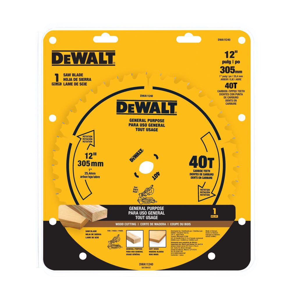 DeWalt DWA11240 DEWALT 12 IN 40T SAW BLADE