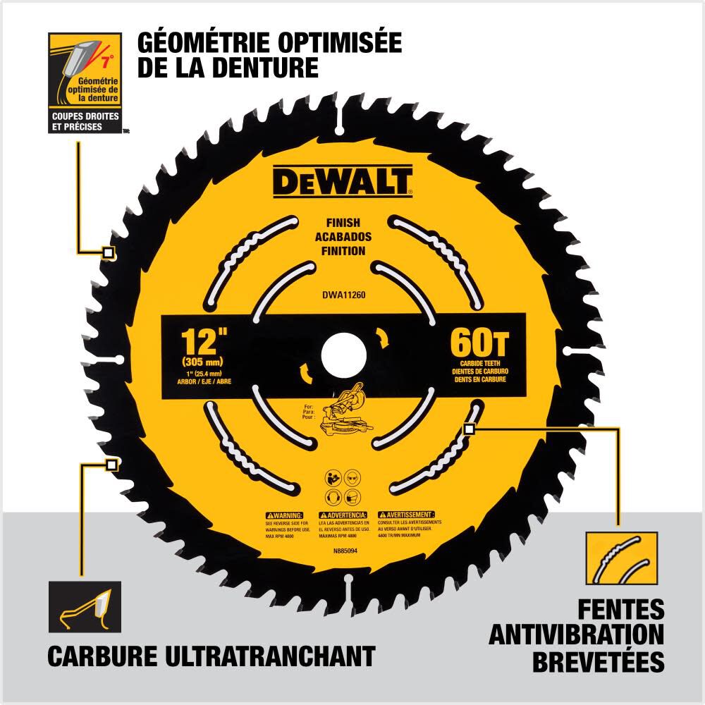 DeWalt DWA11260 DEWALT 12 IN 60T SAW BLADE