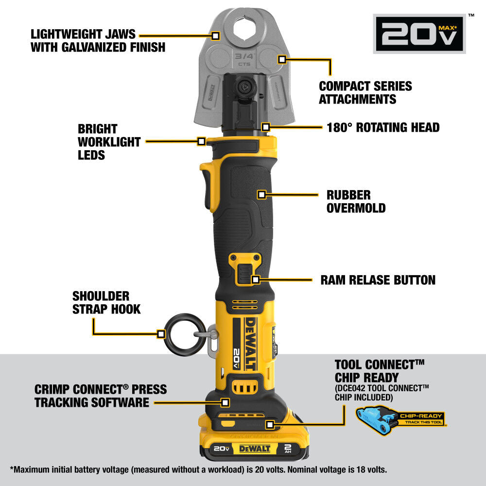 DeWalt DCE216034 COMPACT 3/4 IN PRESS JAW PUREFLOW