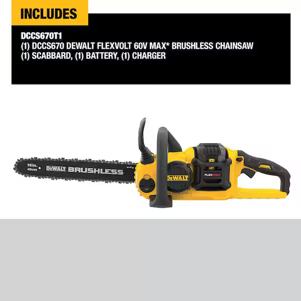 DeWalt DCCS670T1 DEWALT FLEXVOLT CHAINSAW 60V 2Ah 16IN