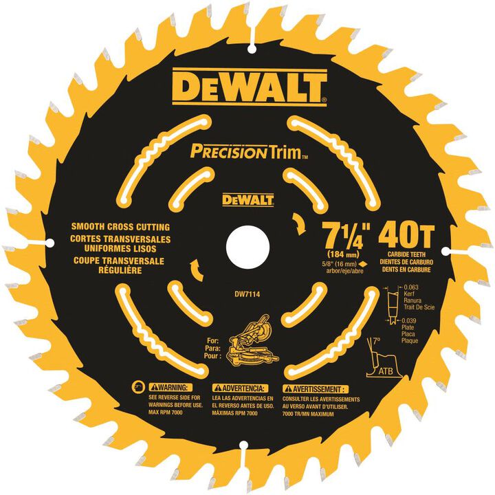 DeWalt DW7114PT MITER SAW BLADE 7-1/4 IN 40T