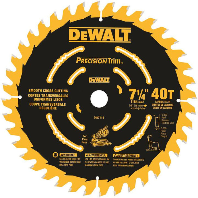 DeWalt DW7114PT MITER SAW BLADE 7-1/4 IN 40T