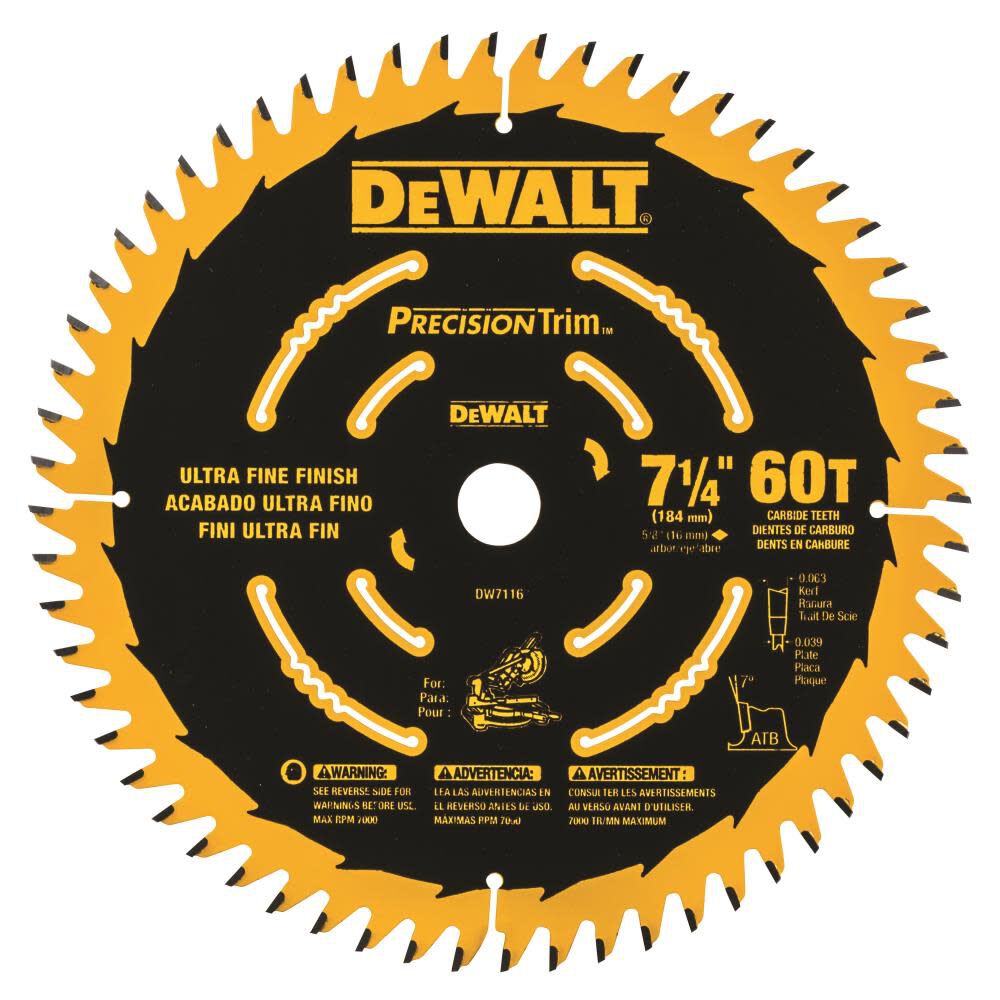 DeWalt DW7116PT MITER SAW BLADE 7-1/4 IN 60T