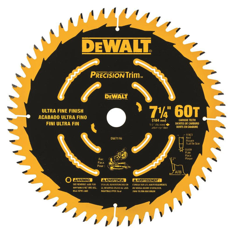 DeWalt DW7116PT MITER SAW BLADE 7-1/4 IN 60T
