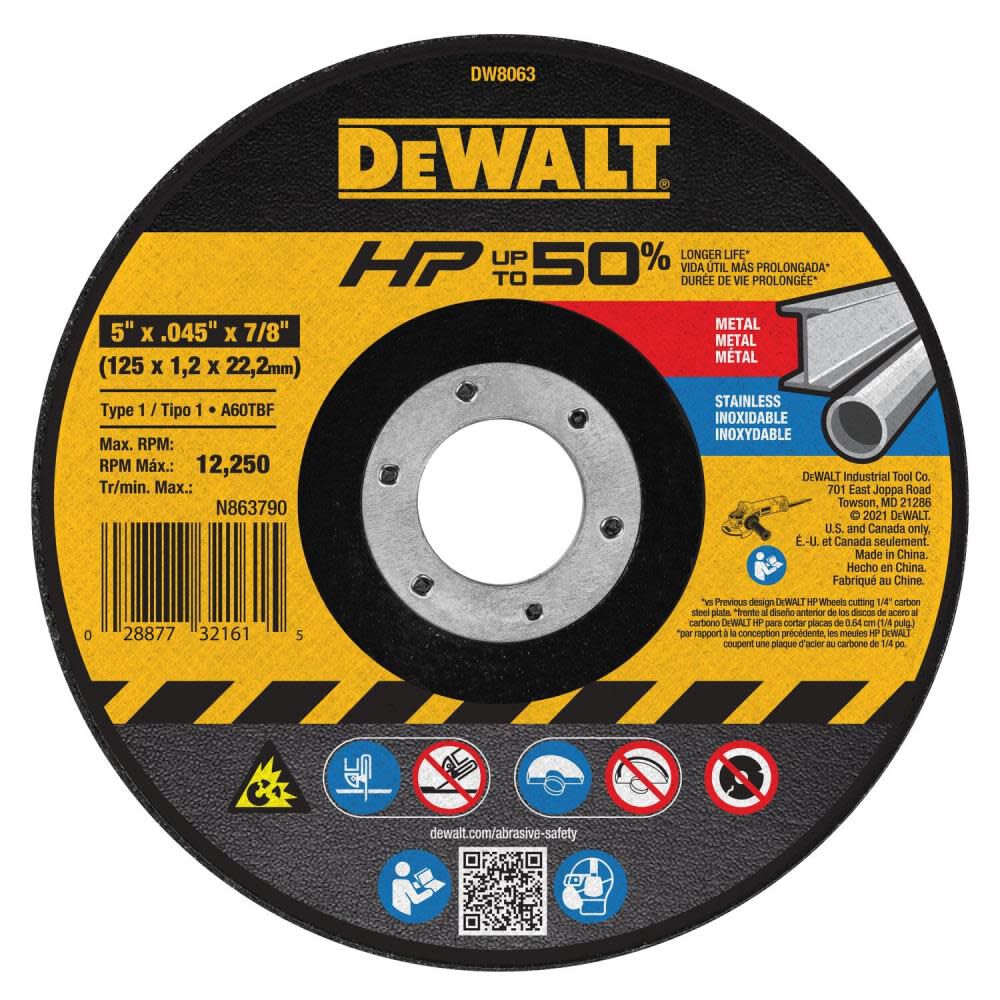 DeWalt DW8063 5 x .045 x 7/8 HP T1 CUTTING