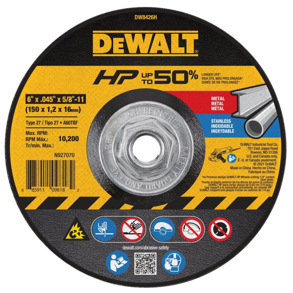 DeWalt DW8426H 6 x .045 x 5/8-11 HP T27 CUTTING