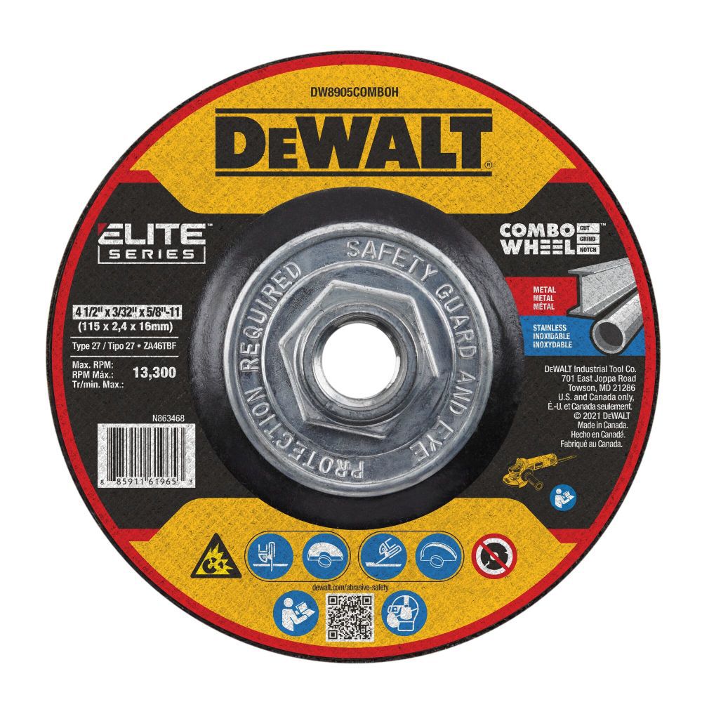 DeWalt DW8905COMBOH 4-1/2 x 3/32 x 5/8-11 XP T27 Cut & Notch