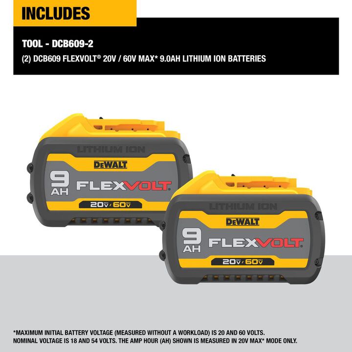 DeWalt DCB609-2 20/60V MAX FLEXVOLT Li-ION DUAL PK