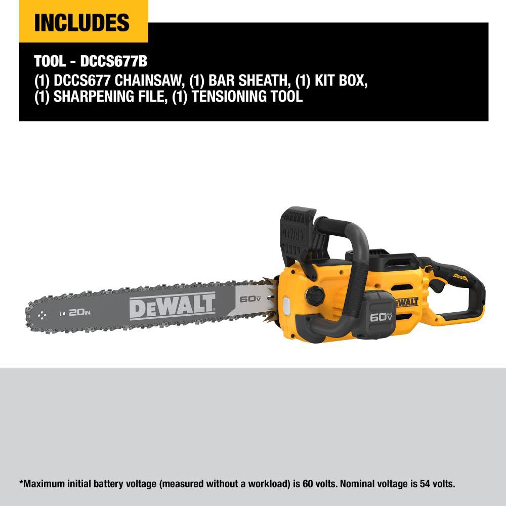 DeWalt DCCS677B DW 60V 20IN CHAINSAW BARE