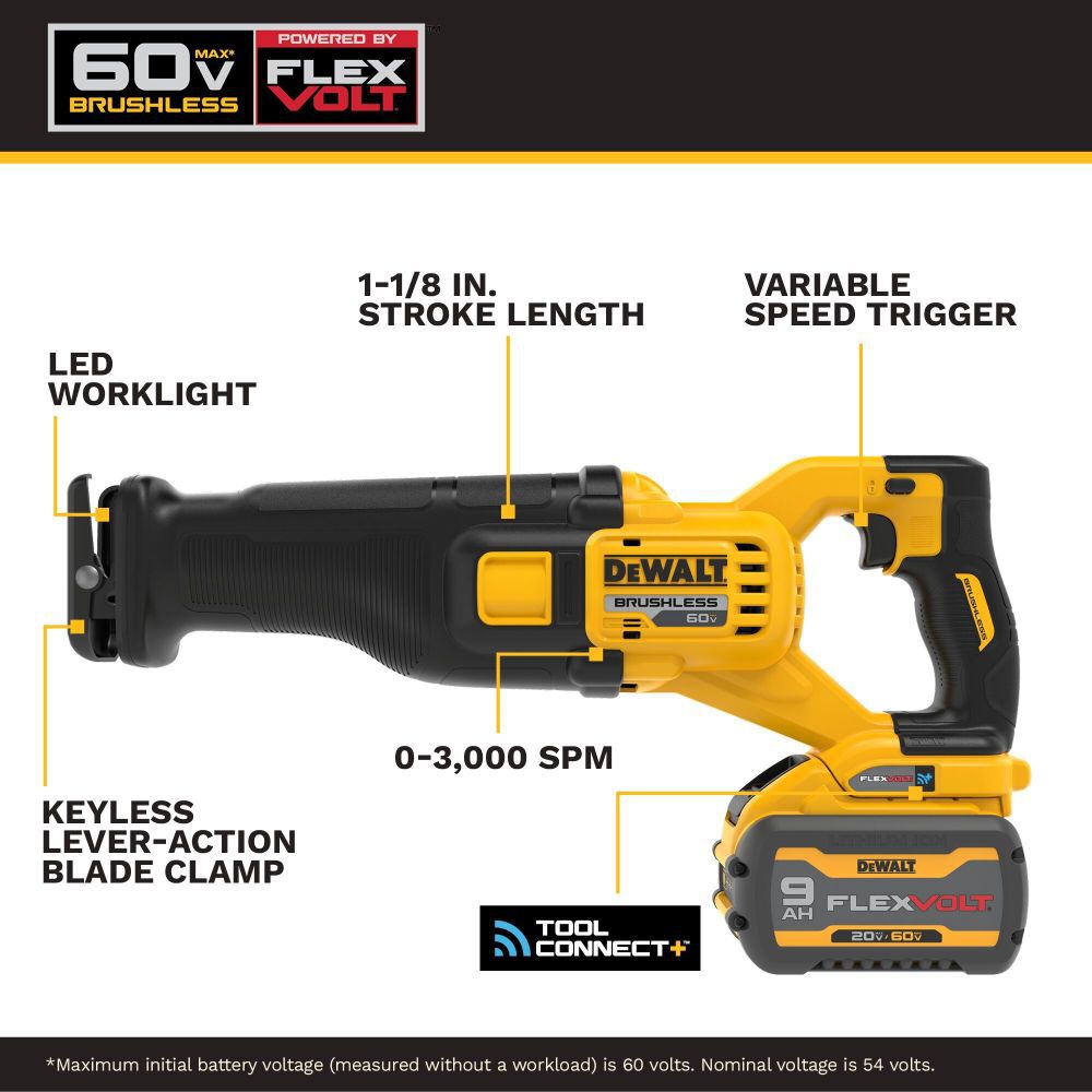 DeWalt DCS301X1 SHELL 60V MAX BRUSHLESS RECIP SAW TC (K