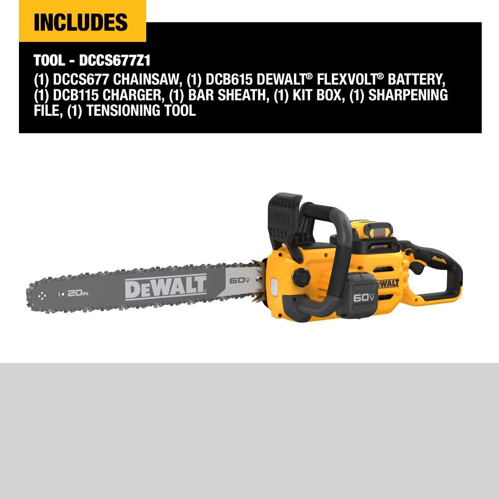 DeWalt DCCS677Z1 DW 60V GEN2 20IN CHAINSAW W/ 5AH