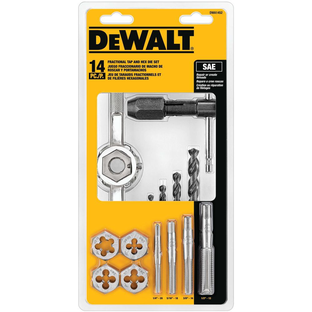 DeWalt DWA1452 14PC FRAC TAP & LG HEXAGON DIE SET