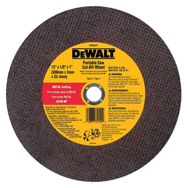 DeWalt DW8022 12X1/8X1IN METAL PORT SAW CUT-OFF WHEEL