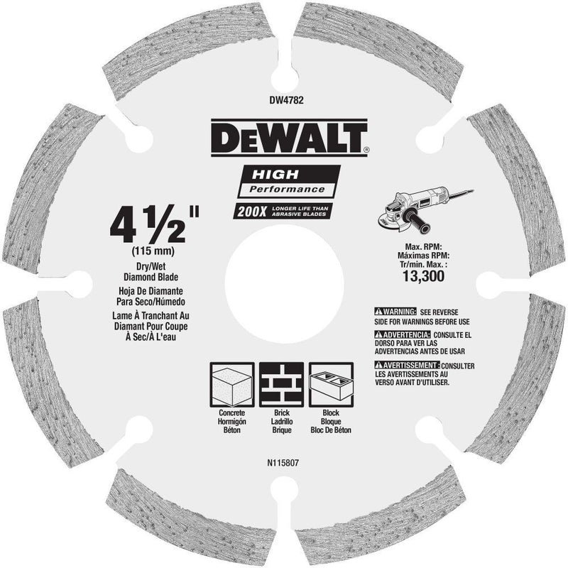 DeWalt DW4782 4-1/2 HP SEGMENTED DIAMOND BLADE