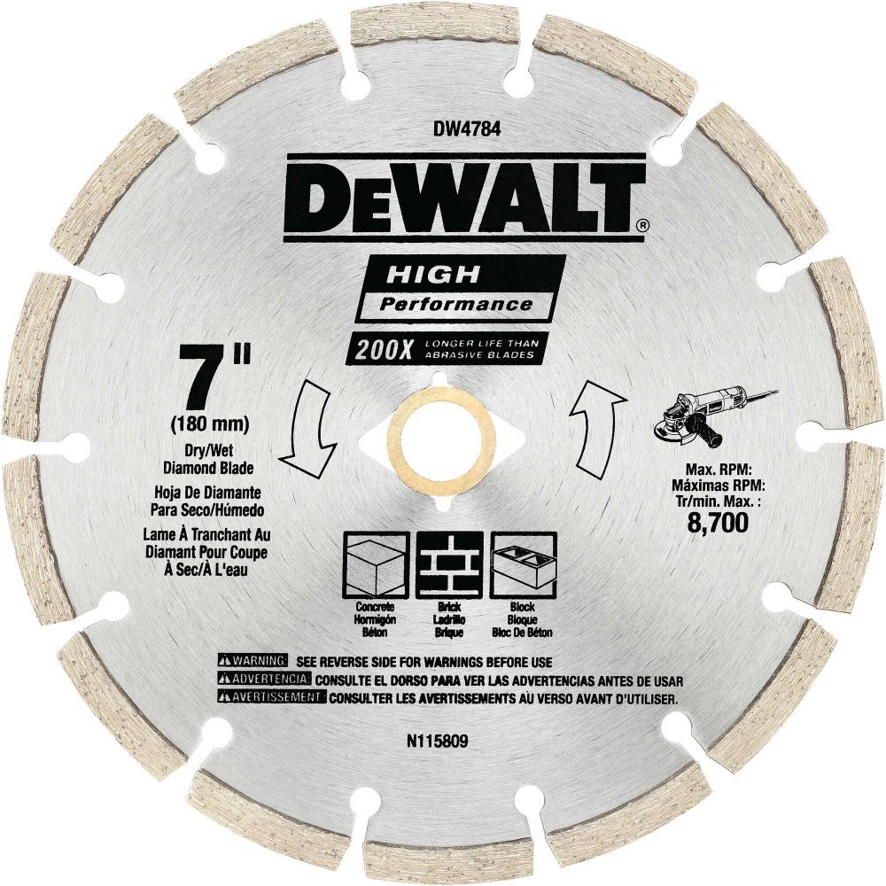 DeWalt DW4784 7 HP SEGMENTED DIAMOND BLADE