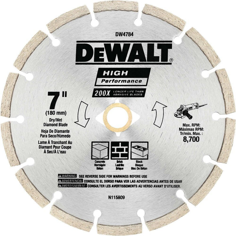 DeWalt DW4784 7 HP SEGMENTED DIAMOND BLADE
