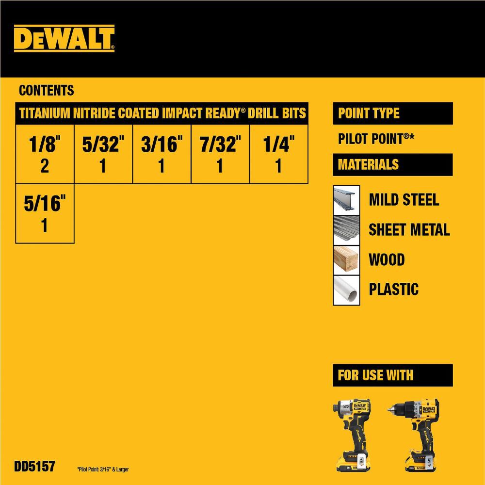 DeWalt DD5157 7 PC DRILLING SET