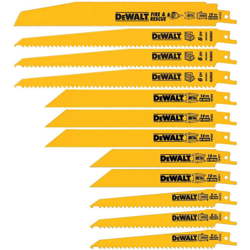 DeWalt DW4892 12 PC Recip Blade Set With Case