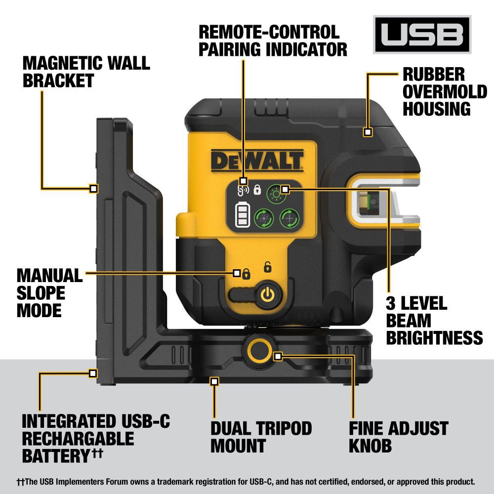 DeWalt DCLE14251GB DEWALT RECHARGEABLE 5 SPOT COMBO LASER