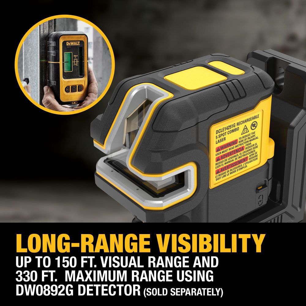 DeWalt DCLE14251GB DEWALT RECHARGEABLE 5 SPOT COMBO LASER