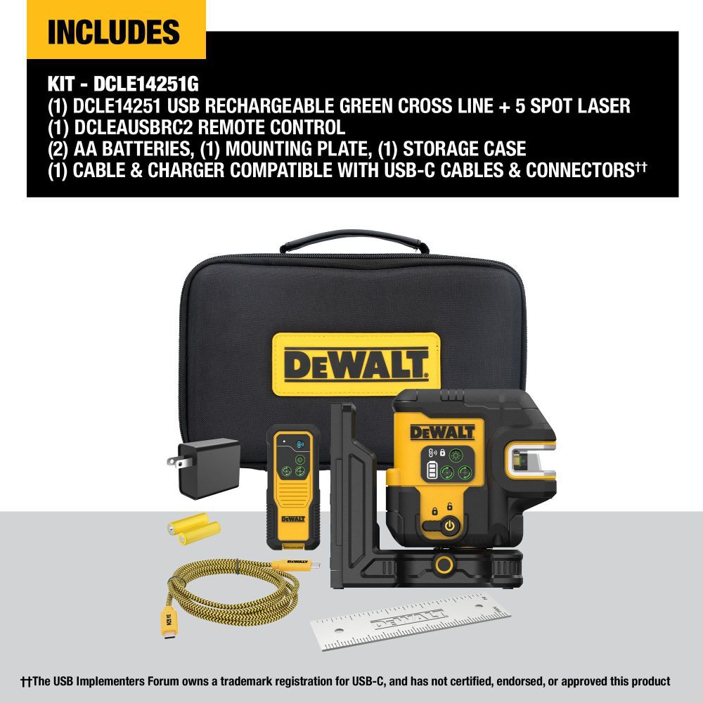 DeWalt DCLE14251G DEWALT RECHARGEABLE 5 SPOT COMBO LASER W