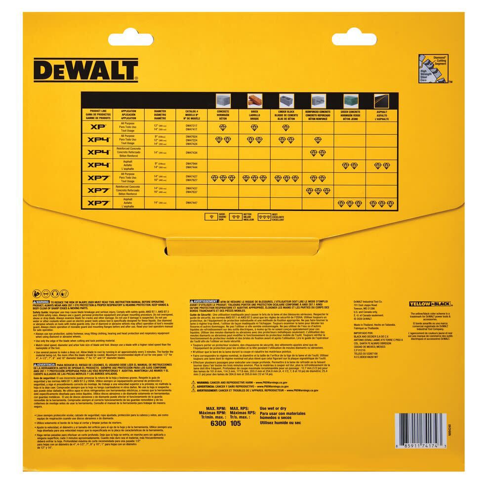 DeWalt DW47224 12IN SEGMENTED XP4 ALL PURPOSE