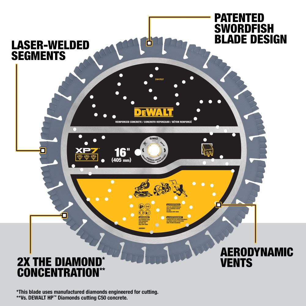 DeWalt DW47637 16IN SEGMENTED XP7 REINFORCED CONCRETE