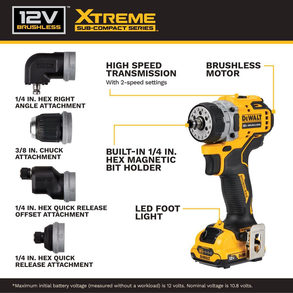 DeWalt DCD703F1 12V XTREME MULTI-HEAD DRILL/DRIVE