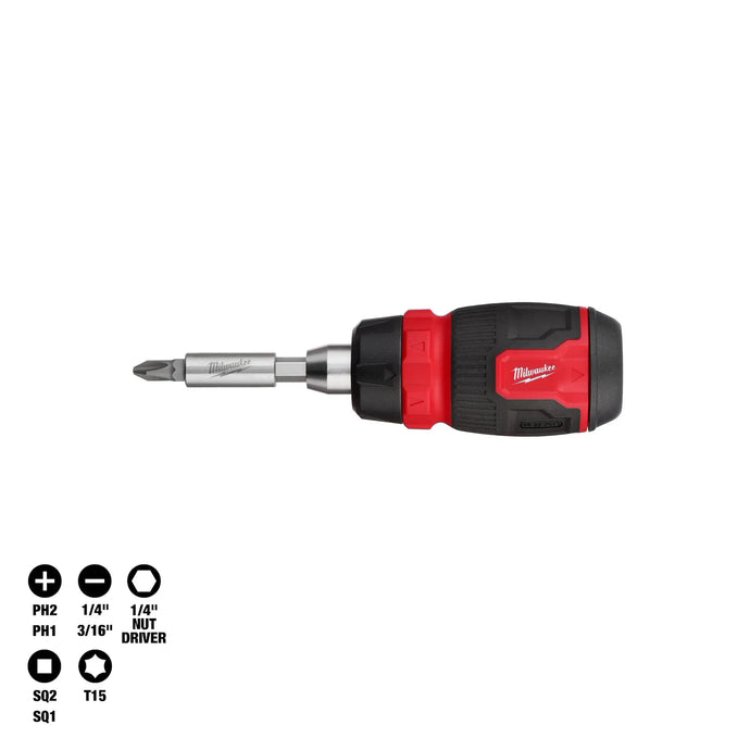 MILWAUKEE 48-22-2913 8IN1 RATCHETING COMPACT MULTI-BIT SCREWDRIVER