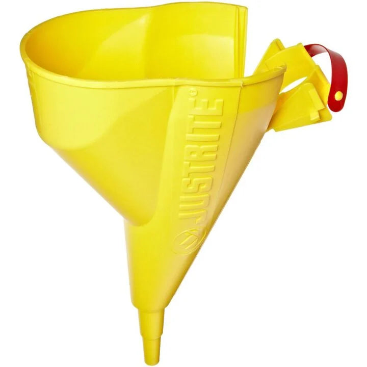 Justrite 11202Y Yellow Polyethylene Stay-On Funnel