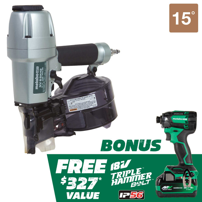 METABO KNV65AH2M 2-1/2" SIDING NAILER w/ Bonus-WH18DC, 380083M, UC18YKSL